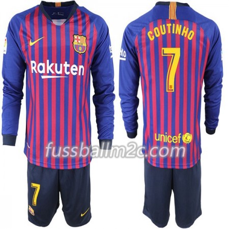 Fußballtrikots FC Barcelona Coutinho 7 Kinder Heim Trikotsatz 2018-2019 Langarm